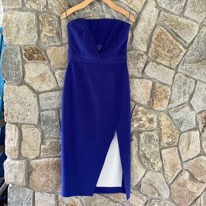 Royal Blue Nicholas strapless midi dress